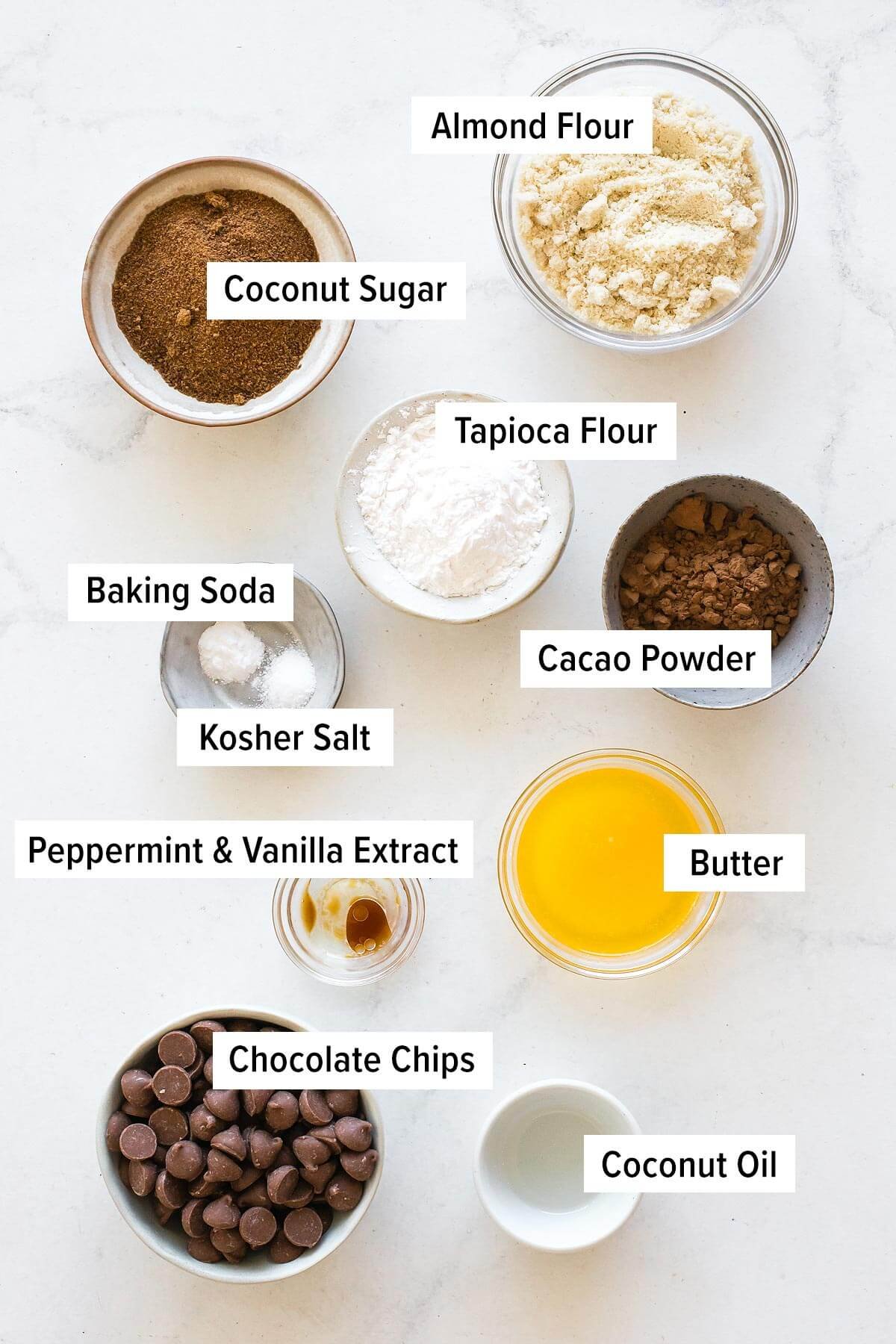 Ces biscuits à la menthe faits maison sans gluten sont l'imitation parfaite des Girl Scouts avec des textures croustillantes et une saveur riche de chocolat à la menthe. Ingrédients pour les biscuits à la menthe.