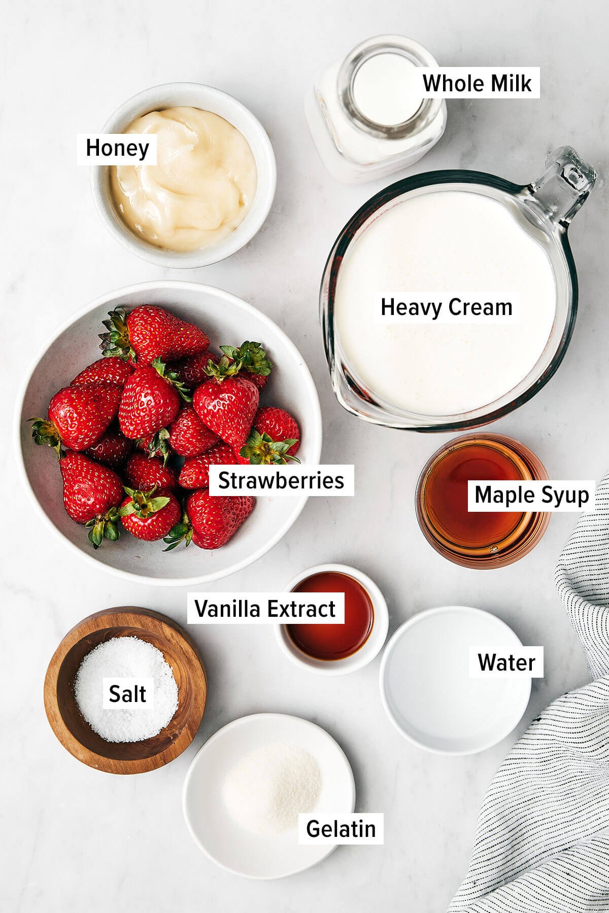 Ingrédients pour panna cotta