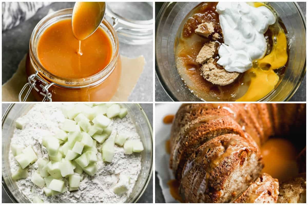 Le meilleur gâteau Bundt aux pommes est réalisé avec des pommes fraîches hachées, cuit facilement dans un moule Bundt et servi avec de la sauce caramel. C'est le dessert parfait pour faire plaisir à la foule pendant l'automne !