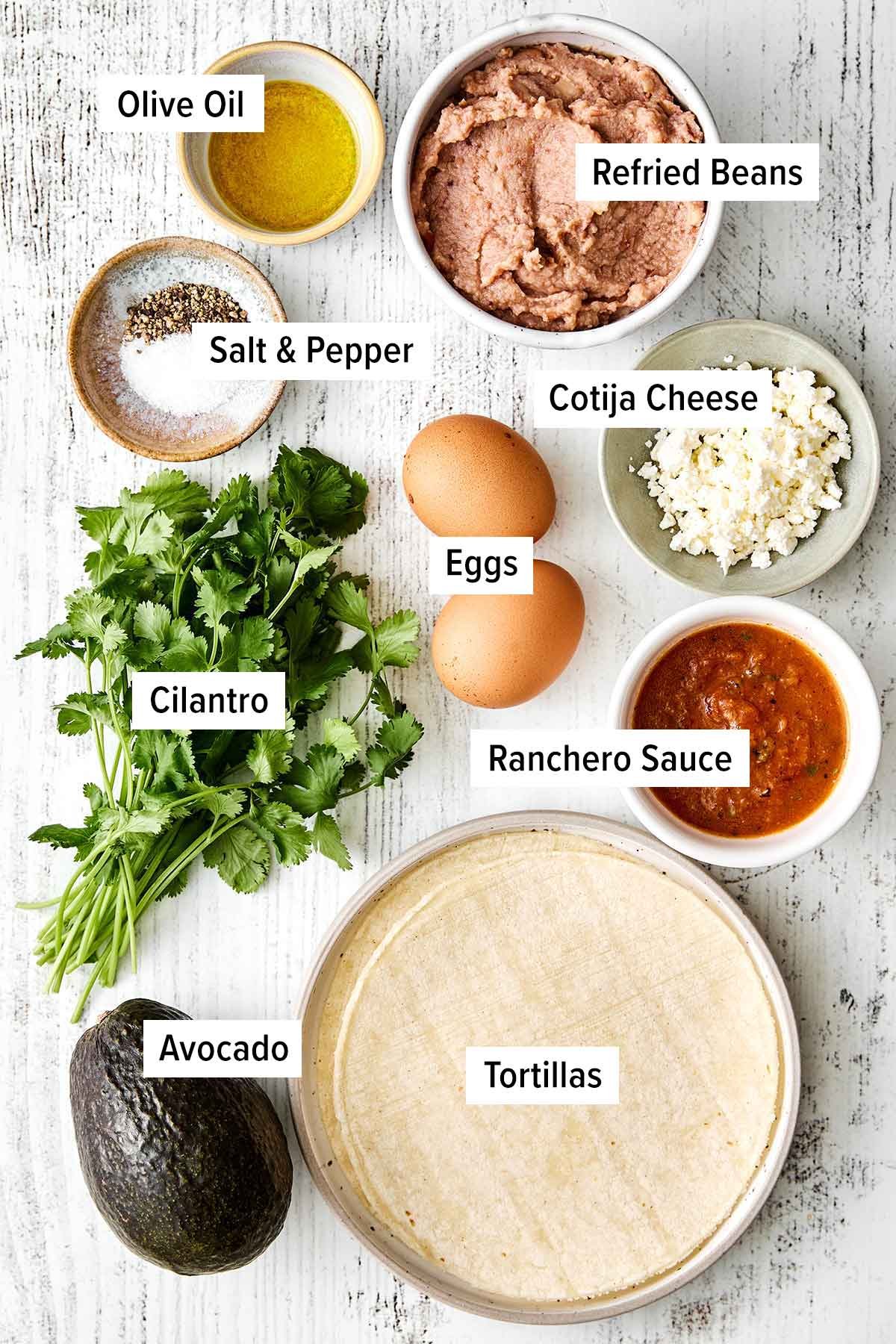 Ingrédients pour huevos rancheros.