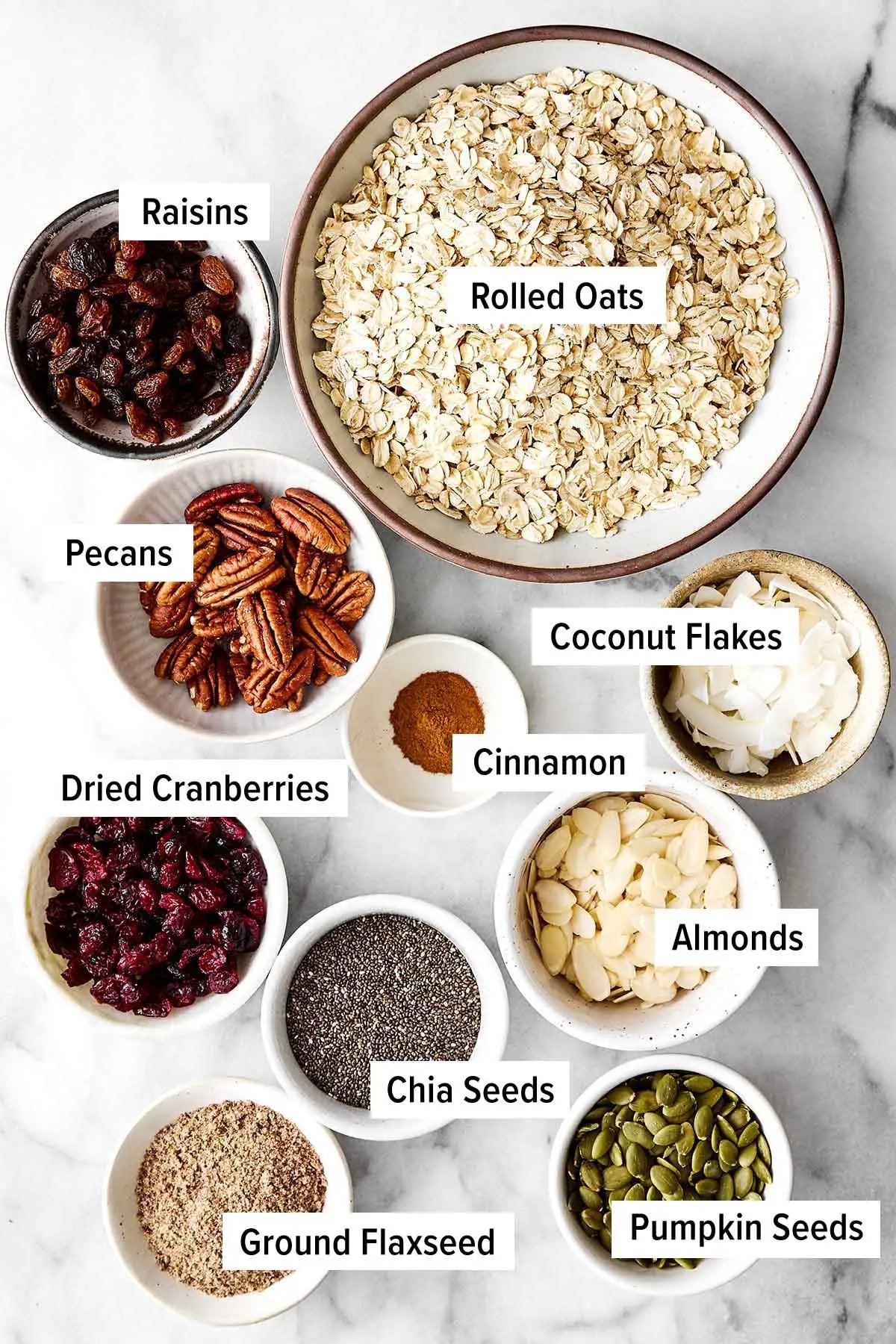 Ingrédients du muesli.
