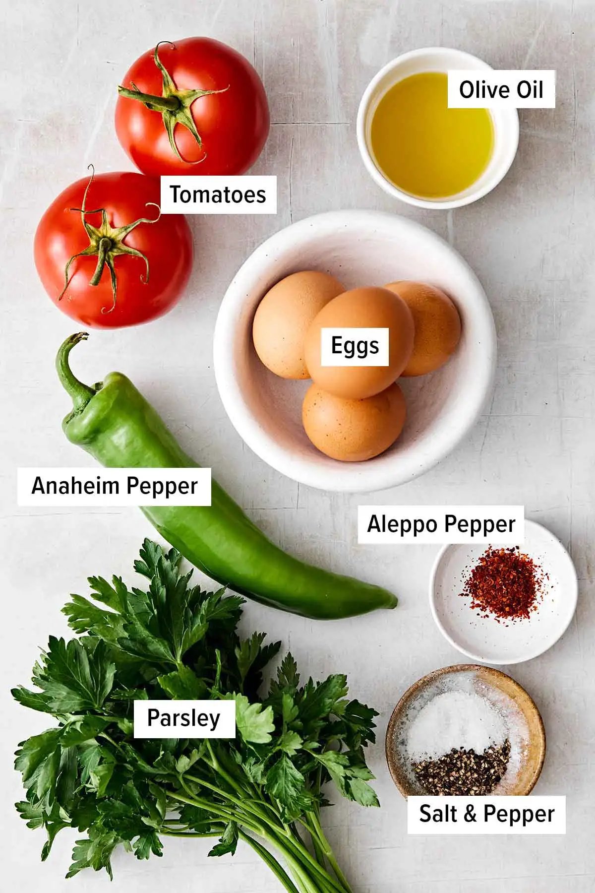 Menemen ingredients.