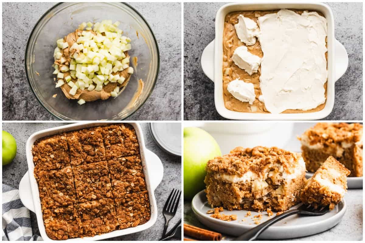 Ce Gâteau au Café aux Pommes est si facile à préparer mais donne une impression sophistiquée avec une couche de fromage à la crème et un dessus de streusel. Il est chaud, réconfortant, et un incontournable pour l'automne !