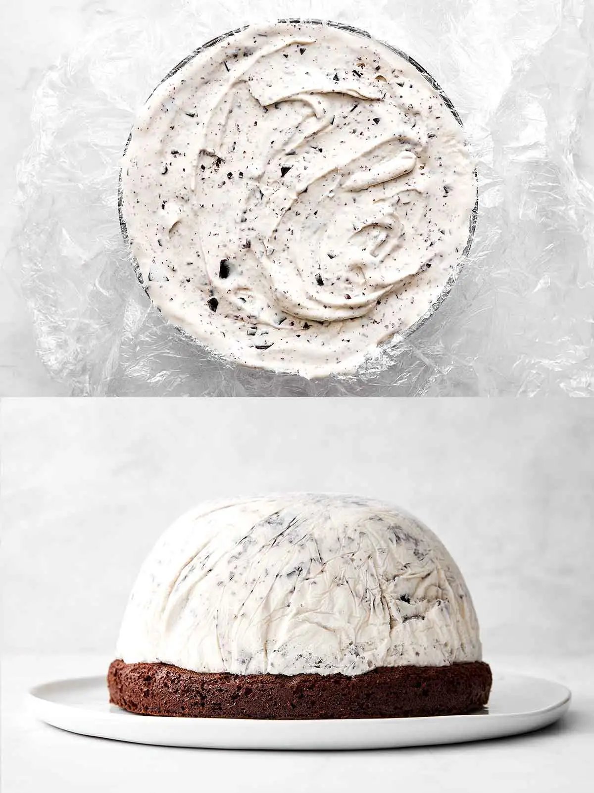 Congeler la couche de glace pour le Baked Alaska.