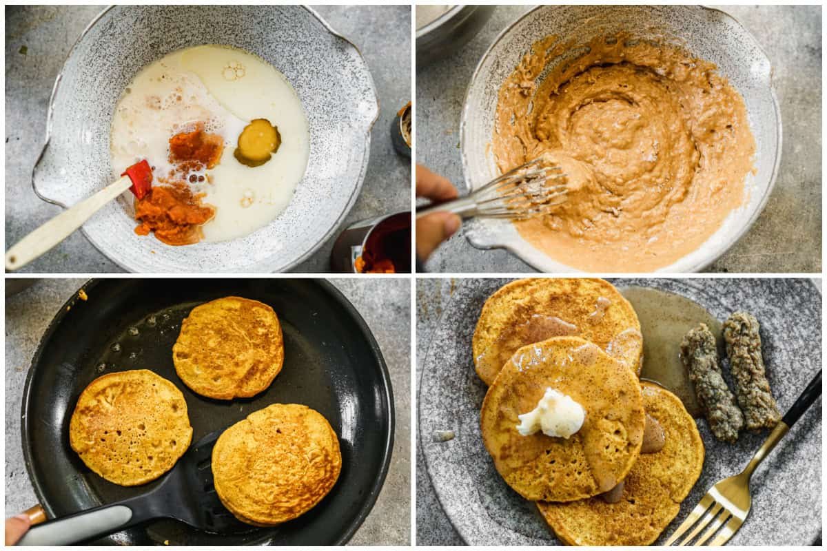 Cette recette de crêpes épicées à la citrouille ne pourrait pas être plus simple avec seulement 20 minutes avant d'être à table ! Les crêpes sont parfaitement épicées et le sirop de cannelle les rend irrésistibles !